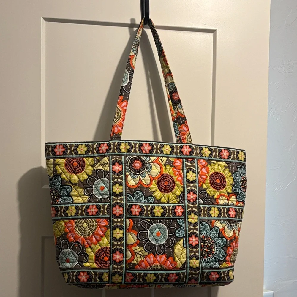 Vera Bradley Quilted Floral Tote Bag and Matching Makeup Bag